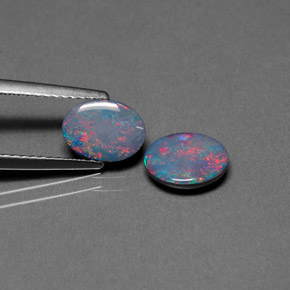 캐럿 천연 멀티컬러 오팔 더블릿 보석, 타원형 컷, 8×6 mm, 불투명체