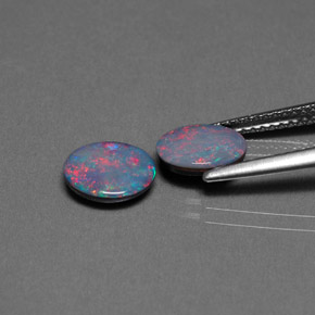 캐럿 천연 멀티컬러 오팔 더블릿 보석, 타원형 컷, 8×6 mm, 불투명체