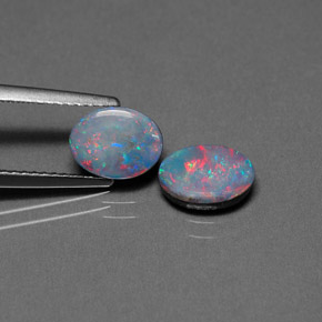 캐럿 천연 멀티컬러 오팔 더블릿 보석, 타원형 컷, 8×6.1 mm, 불투명체