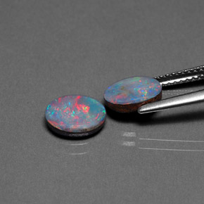캐럿 천연 멀티컬러 오팔 더블릿 보석, 타원형 컷, 8×6.1 mm, 불투명체