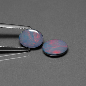 캐럿 천연 다색 오팔 이중선 보석, 타원형 컷, 불투명체
