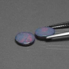 캐럿 천연 다색 오팔 이중선 보석, 타원형 컷, 불투명체