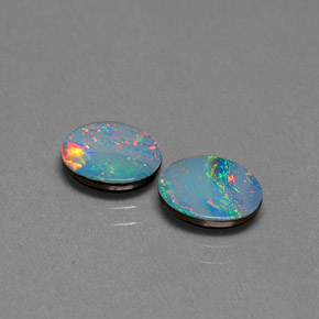 캐럿 천연 멀티컬러 오팔 더블릿 보석, 타원형 컷, 8.1×6 mm, 불투명체