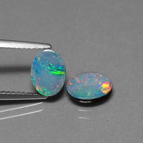 캐럿 천연 멀티컬러 오팔 더블릿 보석, 타원형 컷, 8.1×6 mm, 불투명체