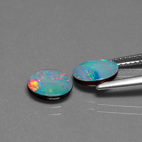 캐럿 천연 멀티컬러 오팔 더블릿 보석, 타원형 컷, 8.1×6 mm, 불투명체