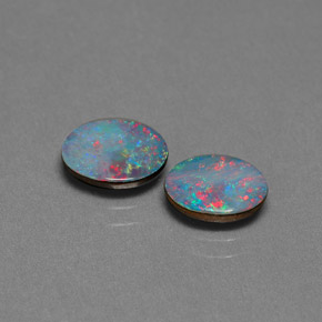 캐럿 천연 멀티컬러 오팔 더블릿 보석, 타원형 컷, 8.2×6.2 mm, 불투명체