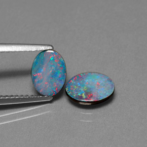캐럿 천연 멀티컬러 오팔 더블릿 보석, 타원형 컷, 8.2×6.2 mm, 불투명체