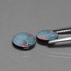 캐럿 천연 멀티컬러 오팔 더블릿 보석, 타원형 컷, 8.2×6.2 mm, 불투명체