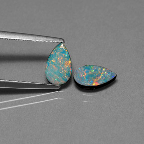캐럿 천연 멀티컬러 오팔 더블릿 보석, 배 모양, 8.2×5.2 mm, 불투명체