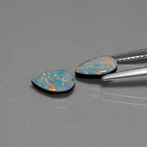 캐럿 천연 멀티컬러 오팔 더블릿 보석, 배 모양, 8.2×5.2 mm, 불투명체
