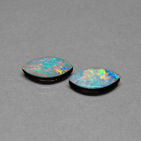 캐럿 천연 멀티컬러 오팔 더블릿 보석, 마퀴즈, 10.1×5.2 mm, 불투명체