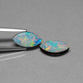 캐럿 천연 멀티컬러 오팔 더블릿 보석, 마퀴즈, 10.1×5.2 mm, 불투명체