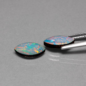 캐럿 천연 멀티컬러 오팔 더블릿 보석, 마퀴즈, 10.1×5.2 mm, 불투명체