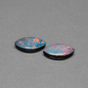 캐럿 천연 멀티컬러 오팔 더블릿 보석, 마퀴즈, 10×5 mm, 불투명체