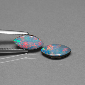 캐럿 천연 멀티컬러 오팔 더블릿 보석, 마퀴즈, 10×5 mm, 불투명체
