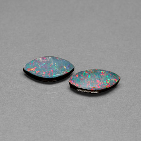 캐럿 천연 멀티컬러 오팔 더블릿 보석, 마퀴즈, 10.2×5.2 mm, 불투명체