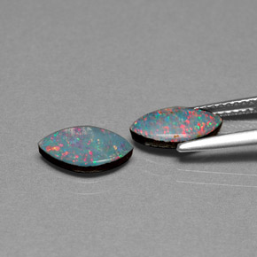 캐럿 천연 멀티컬러 오팔 더블릿 보석, 마퀴즈, 10.2×5.2 mm, 불투명체