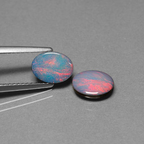 캐럿 천연 멀티컬러 오팔 더블릿 보석, 타원형 컷, 8×6 mm, 불투명체