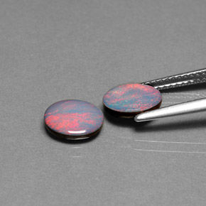 캐럿 천연 멀티컬러 오팔 더블릿 보석, 타원형 컷, 8×6 mm, 불투명체