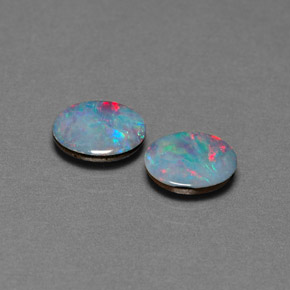 캐럿 천연 멀티컬러 오팔 더블릿 보석, 타원형 컷, 7.9×6 mm, 불투명체