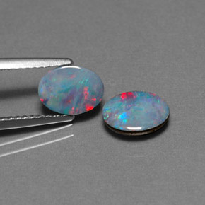 캐럿 천연 멀티컬러 오팔 더블릿 보석, 타원형 컷, 7.9×6 mm, 불투명체