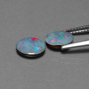 캐럿 천연 멀티컬러 오팔 더블릿 보석, 타원형 컷, 7.9×6 mm, 불투명체
