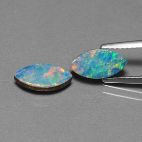 캐럿 천연 멀티컬러 오팔 더블릿 보석, 마퀴즈, 10.2×5.2 mm, 불투명체