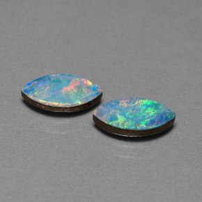 캐럿 천연 멀티컬러 오팔 더블릿 보석, 마퀴즈, 10.2×5.2 mm, 불투명체