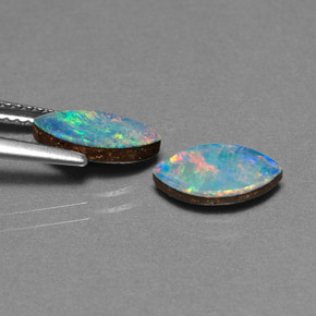 캐럿 천연 멀티컬러 오팔 더블릿 보석, 마퀴즈, 10.2×5.2 mm, 불투명체