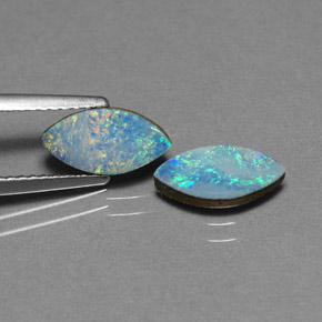 캐럿 천연 멀티컬러 오팔 더블릿 보석, 마퀴즈, 10.2×5.2 mm, 불투명체