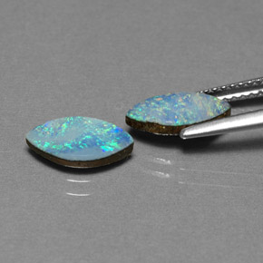 캐럿 천연 멀티컬러 오팔 더블릿 보석, 마퀴즈, 10.2×5.2 mm, 불투명체