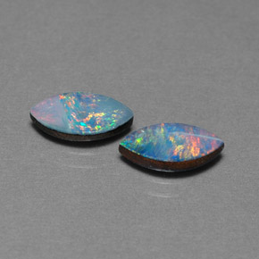 캐럿 천연 멀티컬러 오팔 더블릿 보석, 마퀴즈, 10.1×5.2 mm, 불투명체