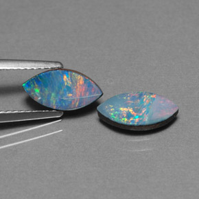 캐럿 천연 멀티컬러 오팔 더블릿 보석, 마퀴즈, 10.1×5.2 mm, 불투명체