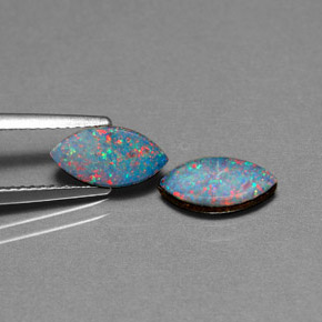 캐럿 천연 멀티컬러 오팔 더블릿 보석, 마퀴즈, 10.2×5.1 mm, 불투명체