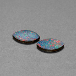 캐럿 천연 멀티컬러 오팔 더블릿 보석, 마퀴즈, 10.2×5.1 mm, 불투명체