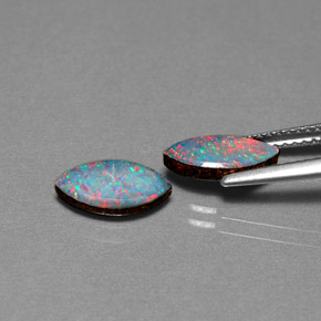 캐럿 천연 멀티컬러 오팔 더블릿 보석, 마퀴즈, 10.2×5.1 mm, 불투명체