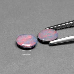 캐럿 천연 멀티컬러 오팔 더블릿 보석, 타원형 컷, 7×5 mm, 불투명체