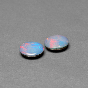 캐럿 천연 멀티컬러 오팔 더블릿 보석, 타원형 컷, 6.9×4.8 mm, 불투명체