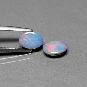 캐럿 천연 멀티컬러 오팔 더블릿 보석, 타원형 컷, 6.9×4.8 mm, 불투명체
