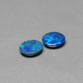 캐럿 천연 멀티컬러 오팔 더블릿 보석, 타원형 컷, 7×5.1 mm, 불투명체