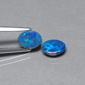 캐럿 천연 멀티컬러 오팔 더블릿 보석, 타원형 컷, 7×5.1 mm, 불투명체