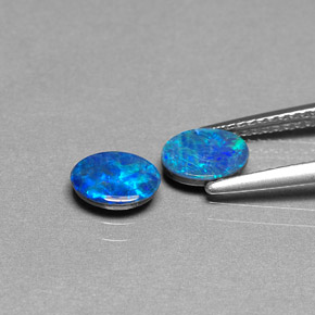 캐럿 천연 멀티컬러 오팔 더블릿 보석, 타원형 컷, 7×5.1 mm, 불투명체