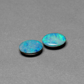 캐럿 천연 멀티컬러 오팔 더블릿 보석, 타원형 컷, 7×5 mm, 불투명체