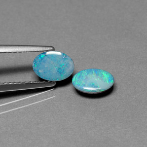 캐럿 천연 멀티컬러 오팔 더블릿 보석, 타원형 컷, 7×5 mm, 불투명체