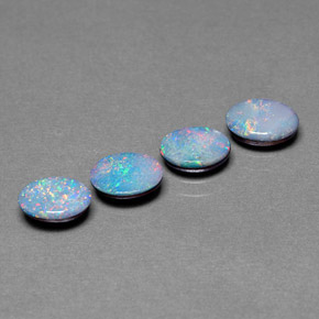 캐럿 천연 다색 오팔 이중선 보석, 타원형 컷, 불투명체