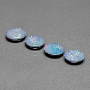 캐럿 천연 다색 오팔 이중선 보석, 타원형 컷, 불투명체