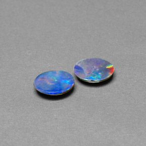 캐럿 천연 멀티컬러 오팔 더블릿 보석, 타원형 컷, 7×5.1 mm, 불투명체