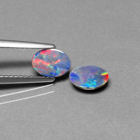 캐럿 천연 멀티컬러 오팔 더블릿 보석, 타원형 컷, 7×5.1 mm, 불투명체