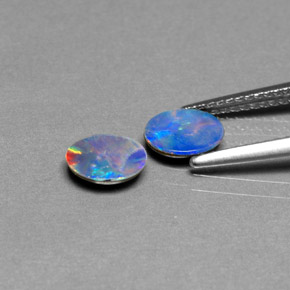 캐럿 천연 멀티컬러 오팔 더블릿 보석, 타원형 컷, 7×5.1 mm, 불투명체