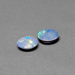 캐럿 천연 멀티컬러 오팔 더블릿 보석, 타원형 컷, 7.2×5.1 mm, 불투명체